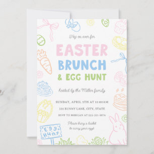 Hand Drawn Pastel Easter Brunch & Egg Hunt Invites