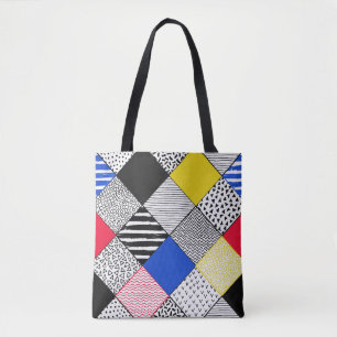 Hand Drawn Patchwork Background. Childish textured Tote Bag