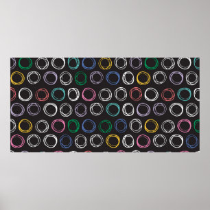 Hand drawn pattern with brushed lines seamless pat poster