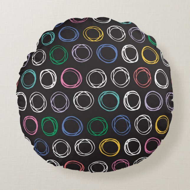 Hand drawn pattern with brushed lines seamless pat round cushion (Front)