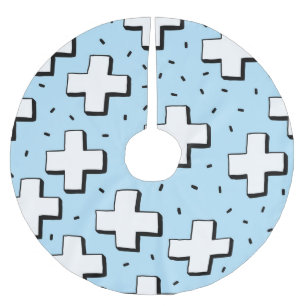 Hand-Drawn Pattern with Plus Signs. Brushed Polyester Tree Skirt