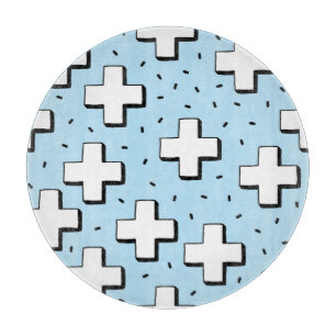 Hand-Drawn Pattern with Plus Signs. Cutting Board