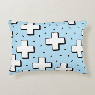 Hand-Drawn Pattern with Plus Signs. Decorative Cushion