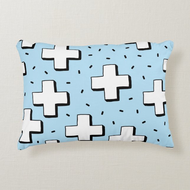 Hand-Drawn Pattern with Plus Signs. Decorative Cushion (Front)