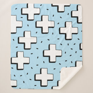 Hand-Drawn Pattern with Plus Signs. Sherpa Blanket
