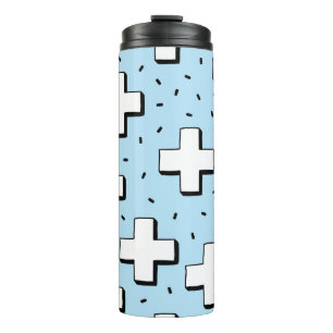 Hand-Drawn Pattern with Plus Signs. Thermal Tumbler
