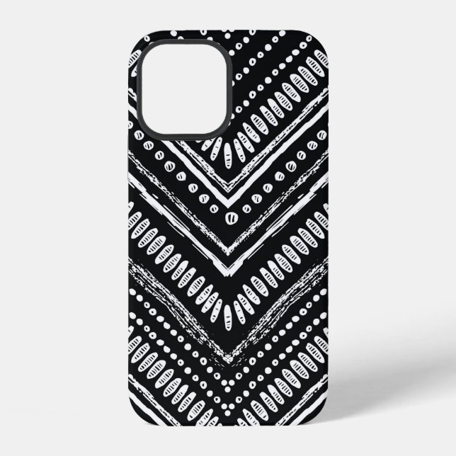 Hand drawn pattern. Zigzag and stripe line, tribal iPhone Case (Back)