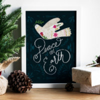 Hand-Drawn "Peace on Earth" Dove Folk Art