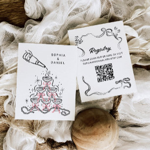 Hand Drawn Pearls & Prosecco Bridal Shower Enclosure Card