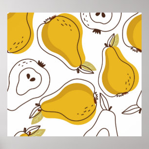Hand Drawn Pears Decorative Wallpaper Poster