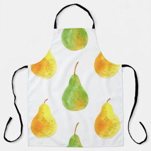 Hand-drawn pears, watercolor food picture apron