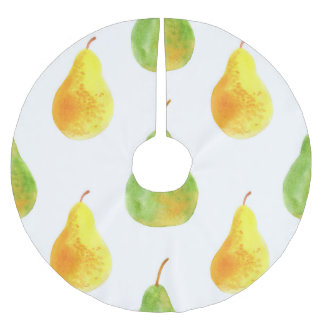 Hand-drawn pears, watercolor food picture brushed polyester tree skirt