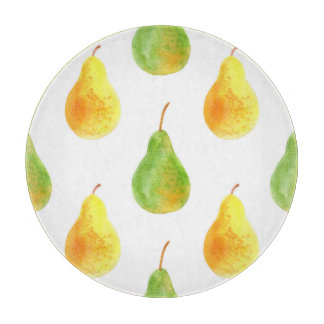 Hand-drawn pears, watercolor food picture cutting board
