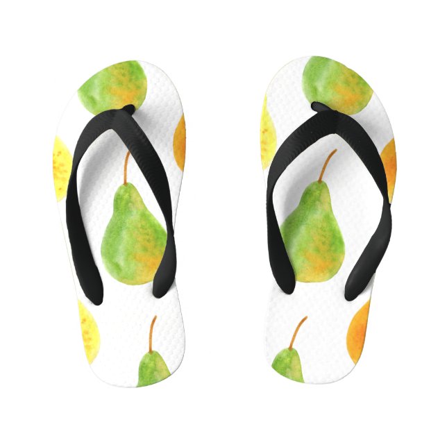 Hand-drawn pears, watercolor food picture kid's jandals (Footbed)