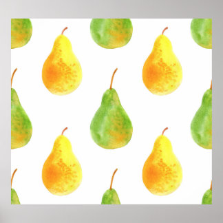 Hand-drawn pears, watercolor food picture poster