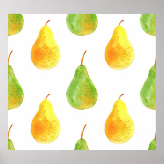 Hand-drawn pears, watercolor food picture poster