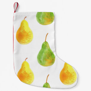 Hand-drawn pears, watercolor food picture small christmas stocking