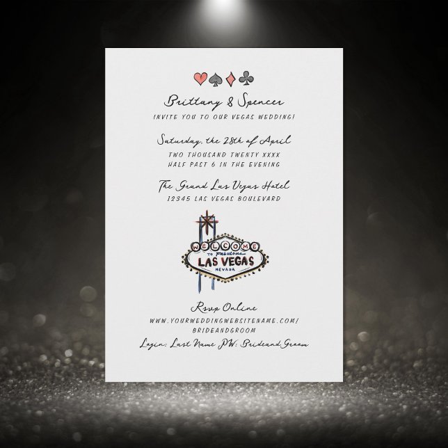 Hand Drawn Pen and Ink Las Vegas Wedding Invitation (Creator Uploaded)