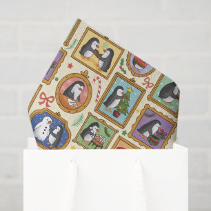 Hand Drawn Penguin Christmas Pattern Tissue Paper