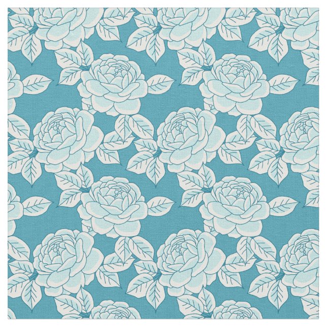 Hand Drawn Peony Floral Fabric (Close Up)