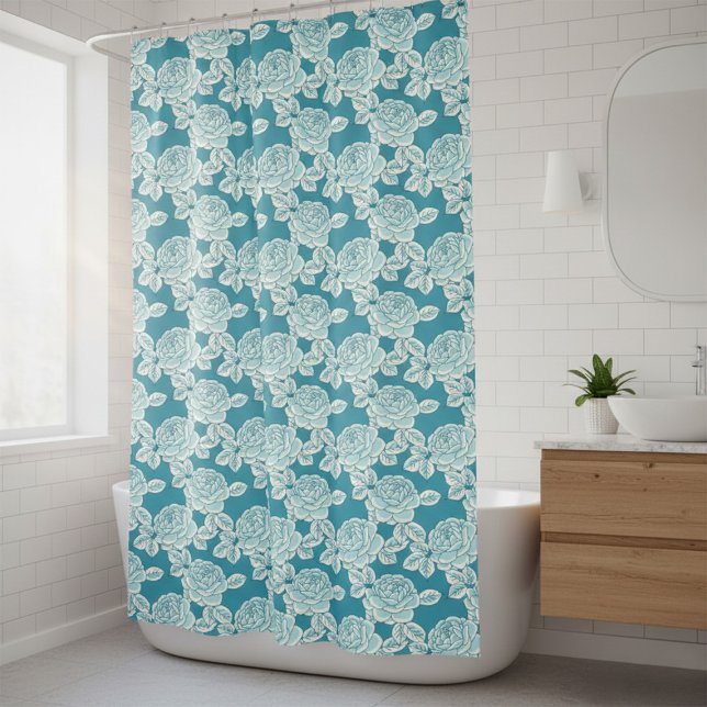 Hand Drawn Peony Floral  Shower Curtain (Creator Uploaded)