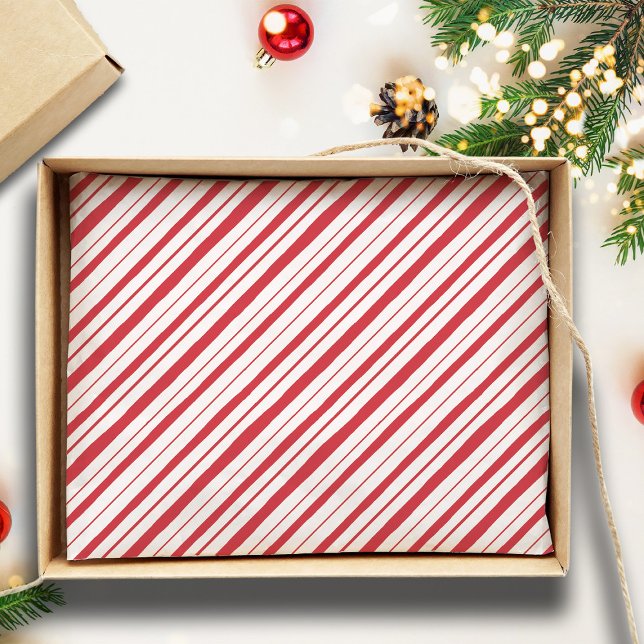Hand Drawn Peppermint Stripe Classic Fun Christmas Tissue Paper (Creator Uploaded)