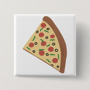 Hand Drawn Pepperoni Pizza Slice 15 Cm Square Badge