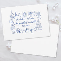 Hand Drawn Perfect Match Blue Whimsical Wedding