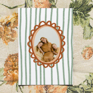 Hand-Drawn Photo Frame Striped Mother's Day Card