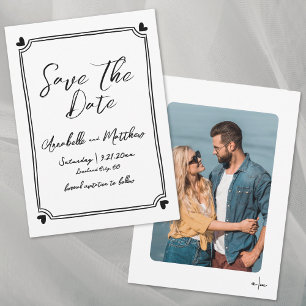 Hand Drawn Photo Whimsical Simple Wedding Save The Date