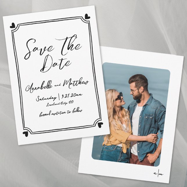 Hand Drawn Photo Whimsical Simple Wedding Save The Date (Hand Drawn Photo Whimsical Simple Wedding Save the Date)