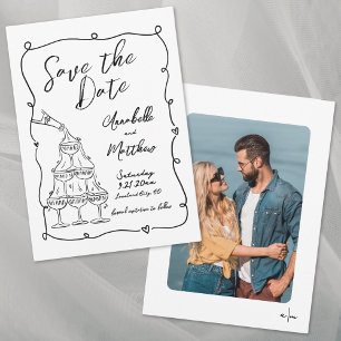 Hand Drawn Photo Whimsical Wedding Save The Date