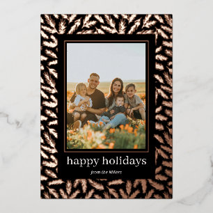 Hand drawn pine frame foil Holiday photo card