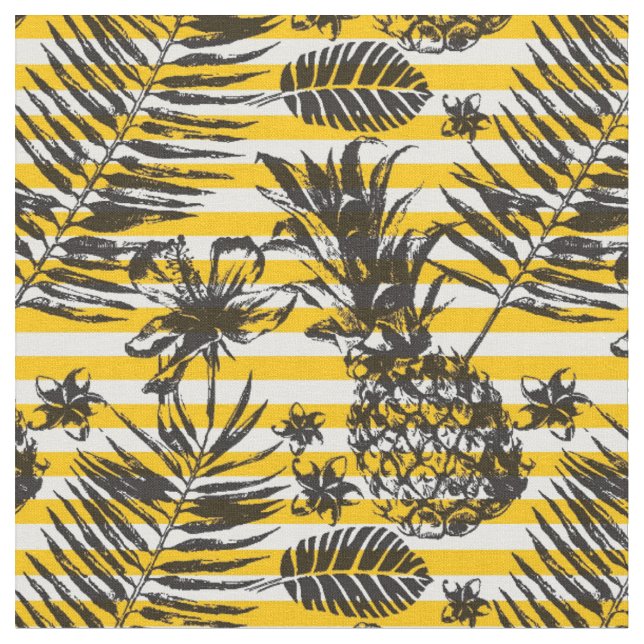 Hand Drawn Pineapples Fabric (Close Up)