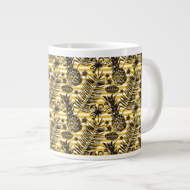 Hand Drawn Pineapples Large Coffee Mug (Front Right)