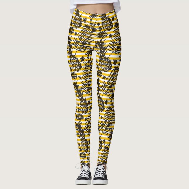Hand Drawn Pineapples Leggings (Front)