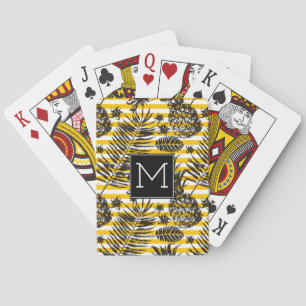 Hand Drawn Pineapples Monogram Playing Cards