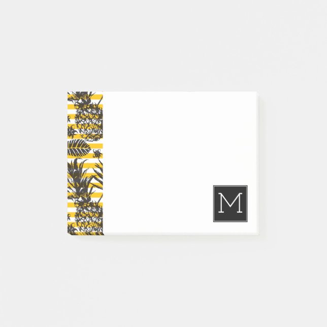 Hand Drawn Pineapples | Monogram Post-it Notes (Front)