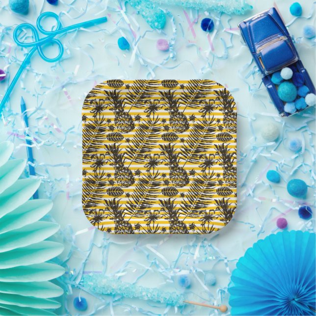 Hand Drawn Pineapples Paper Plate (Party)
