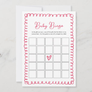 Hand Drawn Pink Baby Shower Baby Bingo Game Cards