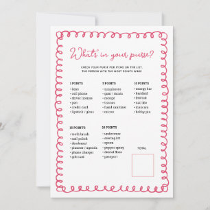 Hand Drawn Pink Baby Shower Purse Game Cards