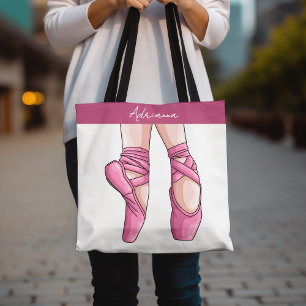 Hand drawn Pink Ballet Shoes Tote Bag