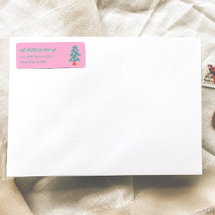 Hand Drawn Pink Blue Christmas Tree Doddle Address