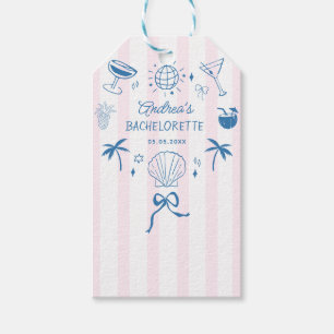 Hand Drawn Pink & Blue Coastal Beach Bachelorette Gift Tags