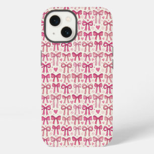 Hand Drawn Pink Bows Hearts Coquette Pattern iPhone 13 Case
