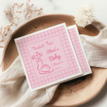 Hand Drawn Pink Bun In The Oven Baby Girl Shower