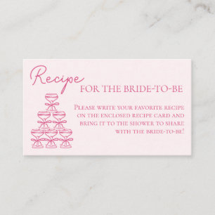 Hand Drawn Pink Champagne Tower Recipe Request Enclosure Card