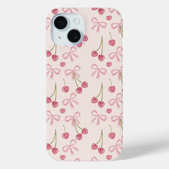 Hand-drawn Pink Cherry Coquette Seamless Pattern Case-Mate iPhone Case (Back)