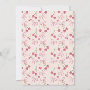 Hand-drawn Pink Cherry Coquette Seamless Pattern Invitation