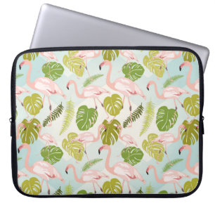 Hand drawn pink flamingo sketch. Vintage illustrat Laptop Sleeve